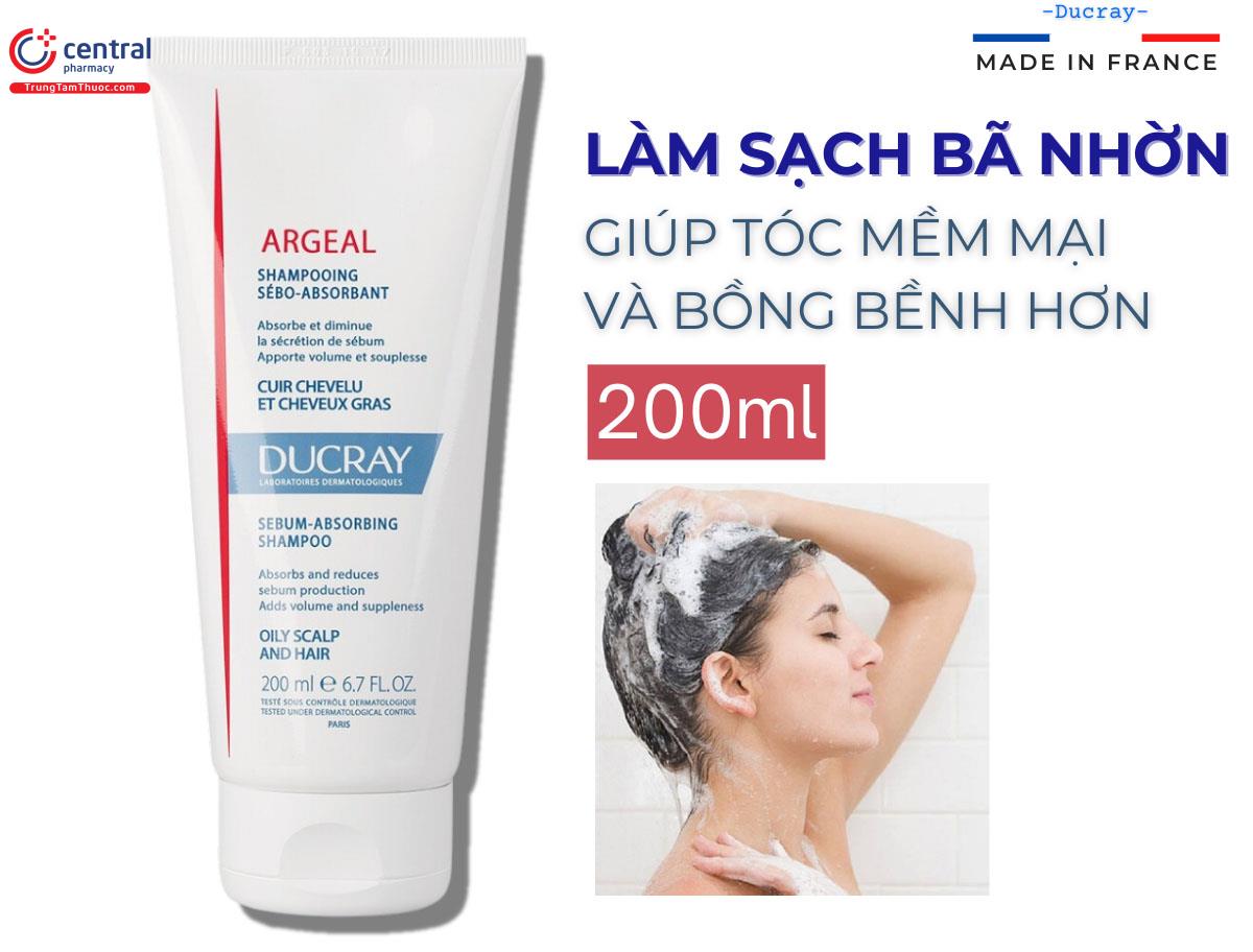 Dầu gội Ducray Argeal Shampoo 200ml giúp giảm tóc bết dầu