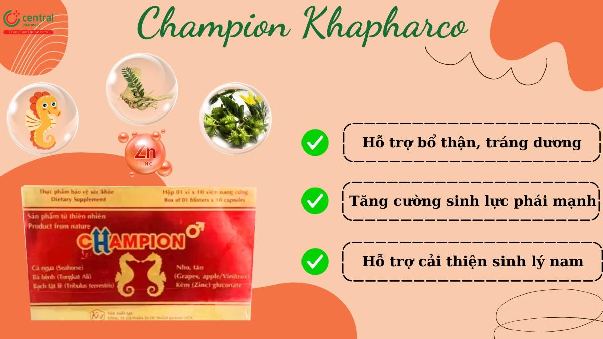Champion Khapharco giúp tăng cường sinh lực nam giới