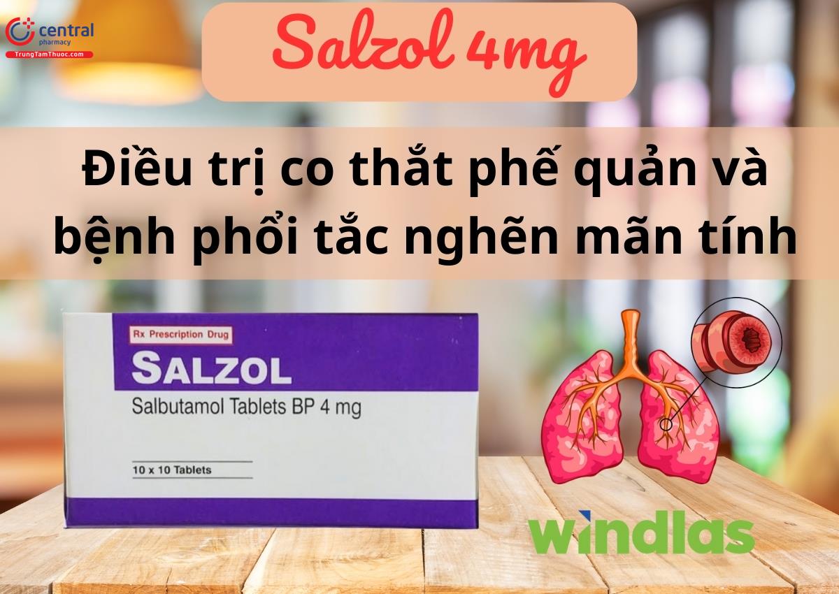 Salzol 4mg - Điều trị co thắt phế quản và bệnh phổi tắc nghẽn mãn tính