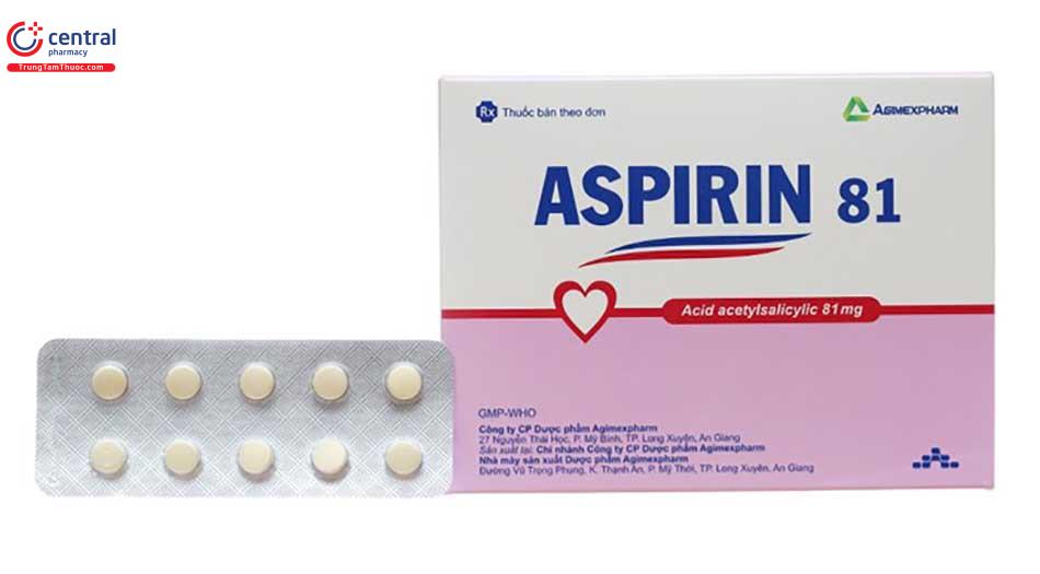 Thuốc ngăn ngừa đột quỵ, nhồi máu cơ tim Aspirin Agimexpharm 81mg