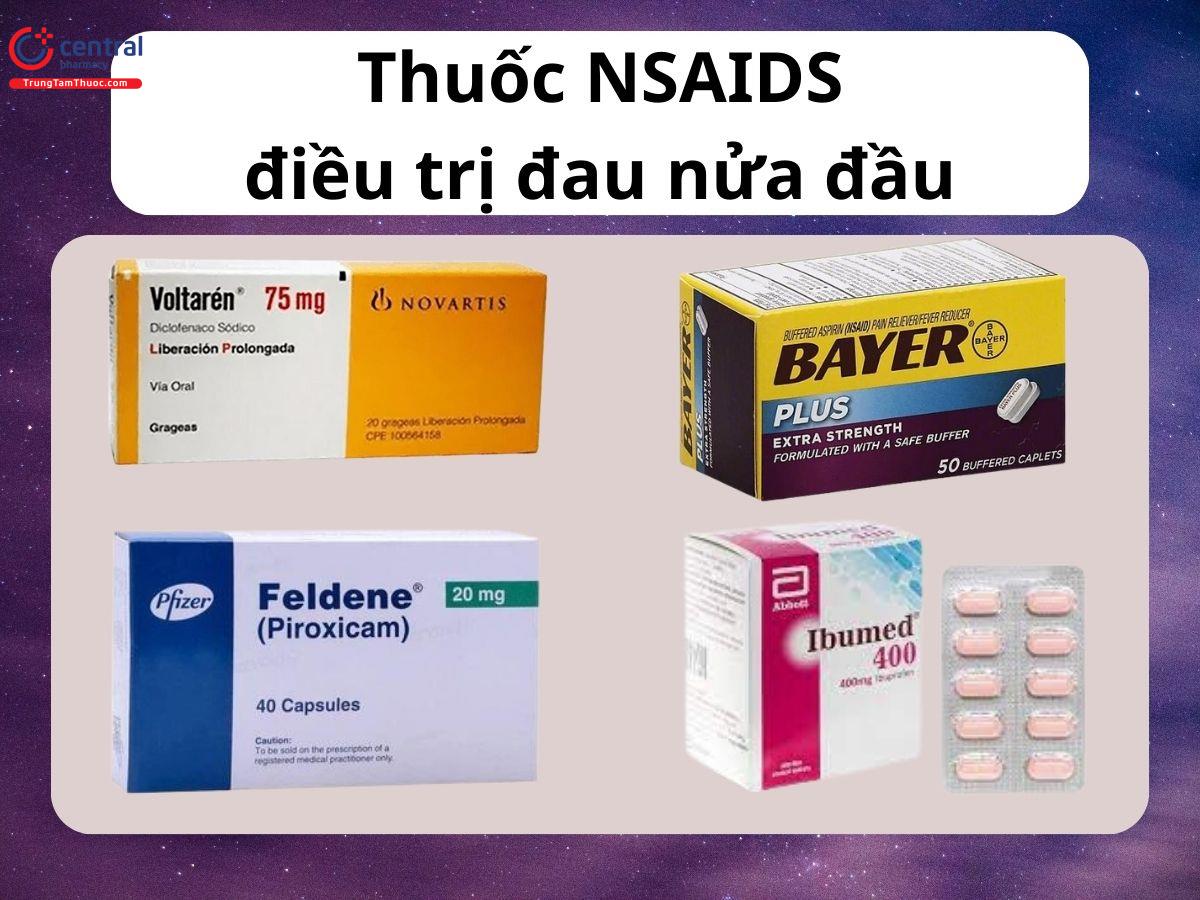 Một số thuốc chống viêm không steroid (NSAID) dùng  điều trị đau nửa đầu