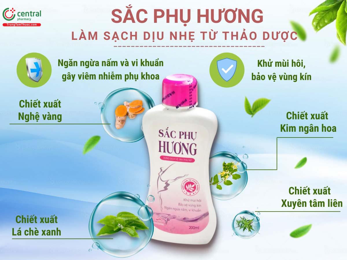 Dung dịch vệ sinh phụ nữ Sắc Phụ Hương 200ml giúp làm sạch vùng kín