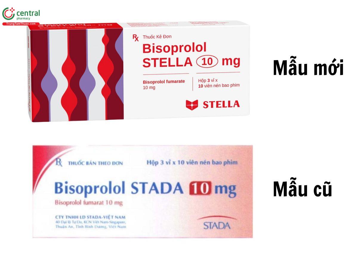 Mẫu mới và mẫu cũ thuốc Bisoprolol STELLA 10mg 