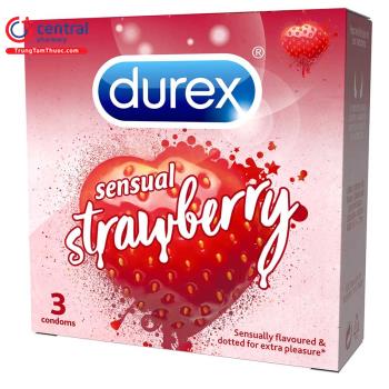 Bao cao su Durex Sensual Strawberry (Hộp 3 chiếc)