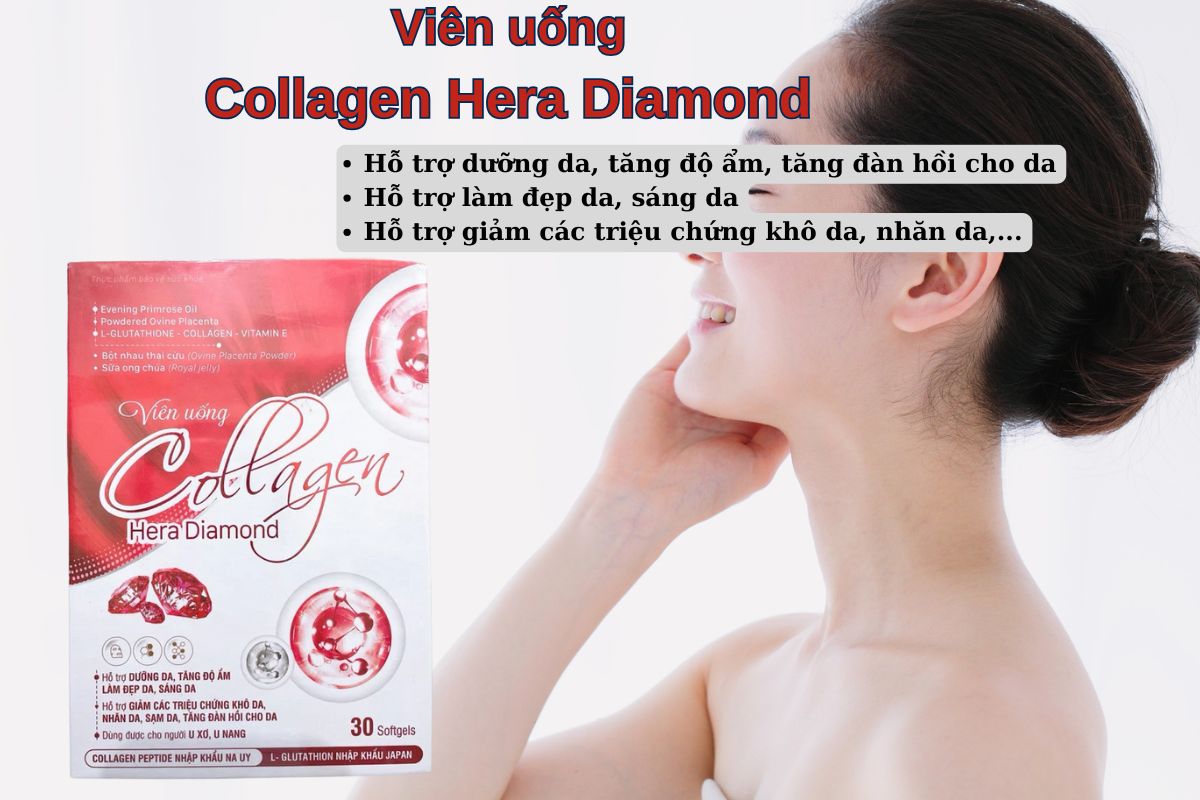 Viên uống Collagen Hera Diamond giúp hỗ trợ làm đẹp da, tăng cường độ ẩm cho da
