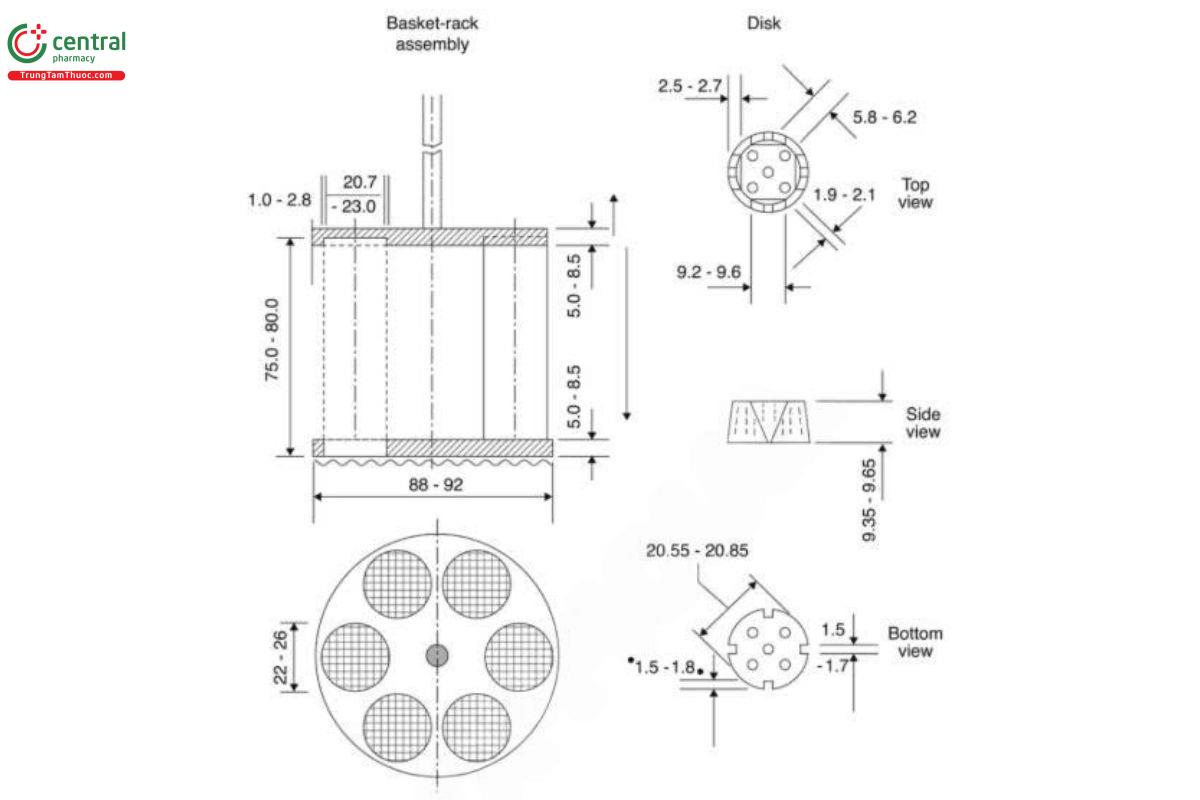 Figure 1. Disintegration apparatus. (All dimensions are expressed in mm.)
