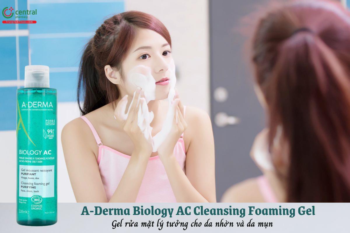 A-Derma Biology AC Cleansing Foaming Gel - Sữa rửa mặt cho da nhờn, mụn