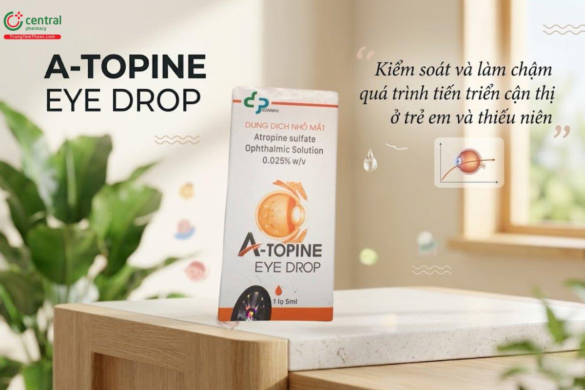 Dung dịch nhỏ mắt A-Topine Eye Drop 0.025% làm chậm sự tiến triển cận thị