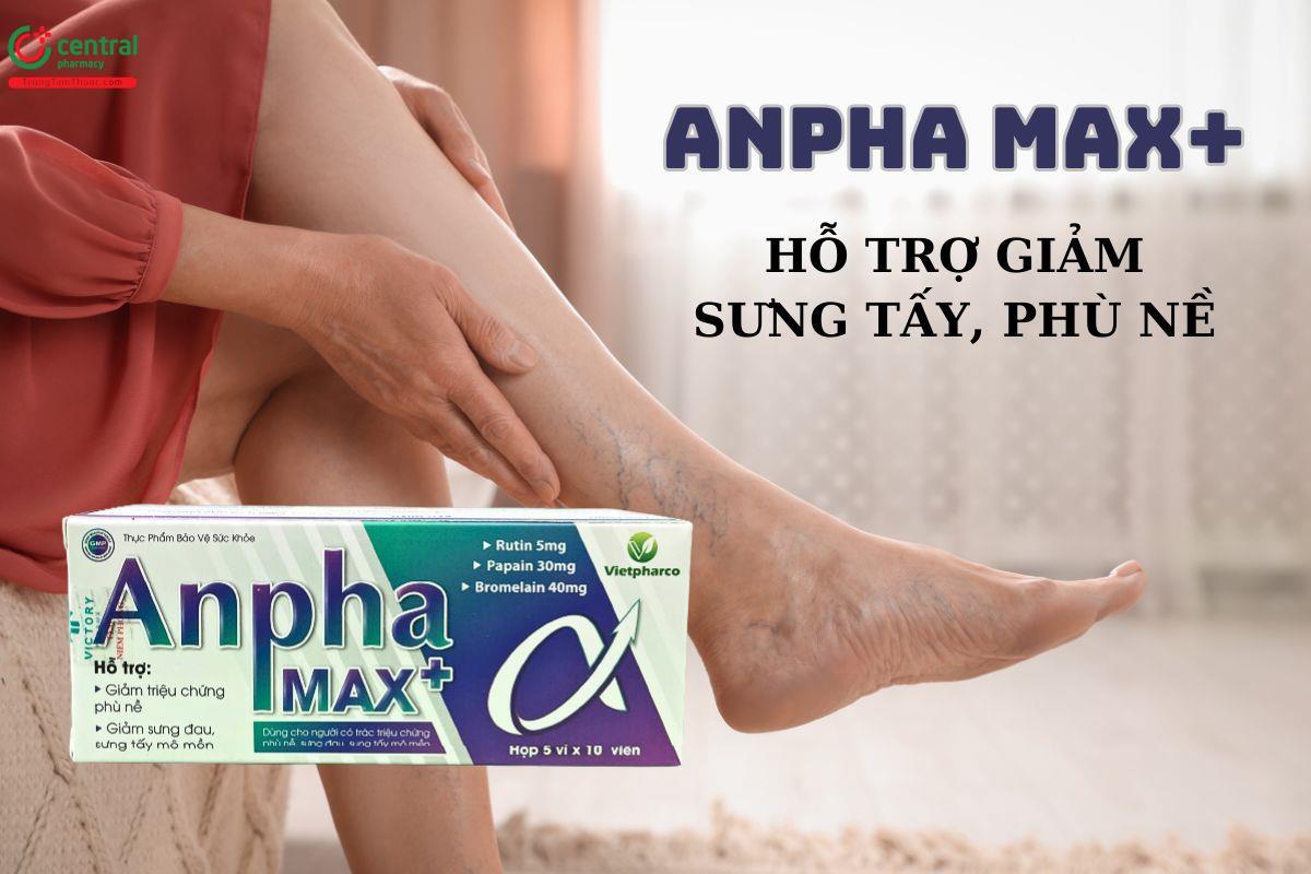 Viên uống Anpha MAX+ hỗ trợ giảm sưng tấy, phù nề