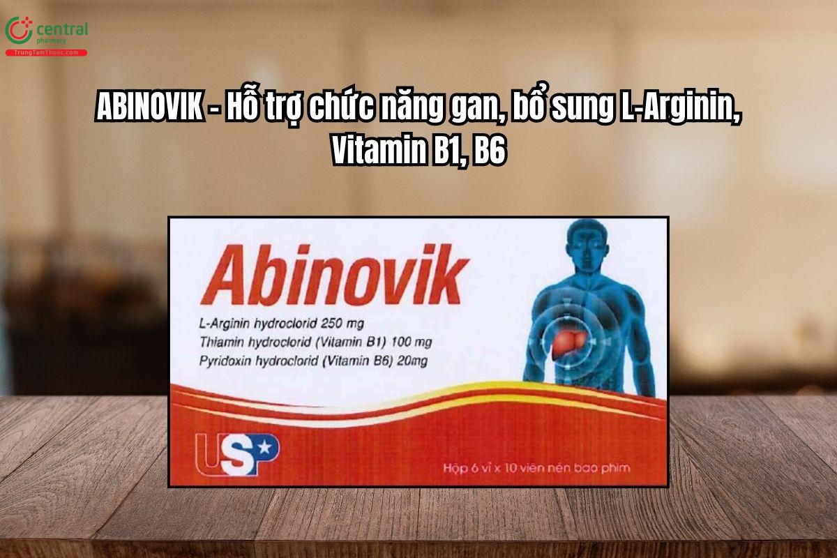 Thuốc Abinovik hỗ trợ chức năng gan, bổ sung L-Arginin, Vitamin B1, B6