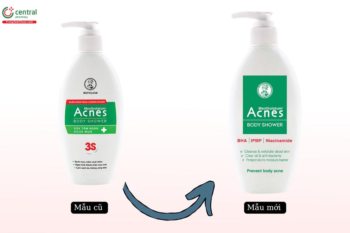 Mẫu cũ - mẫu mới sản phẩm sữa tắm Acnes Body Shower