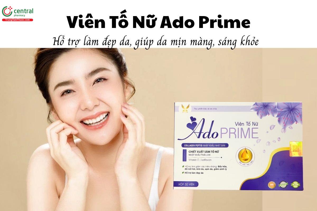 Viên Tố Nữ Ado Prime - Hỗ trợ làm đẹp da, giúp da mịn màng, sáng khỏe