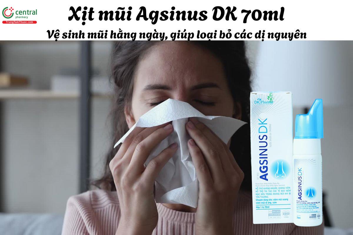 Xịt mũi Agsinus DK 70ml - Giúp làm sạch mũi hằng ngày, loại bỏ bụi bẩn