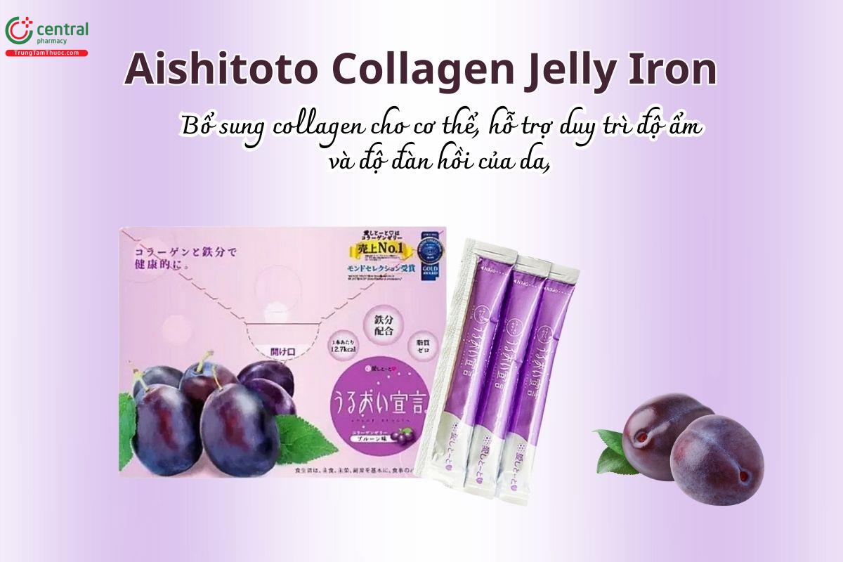 Aishitoto Collagen Jelly Iron giúp bổ sung collagen cho cơ thể, hỗ trợ duy trì độ ẩm và độ đàn hồi của da