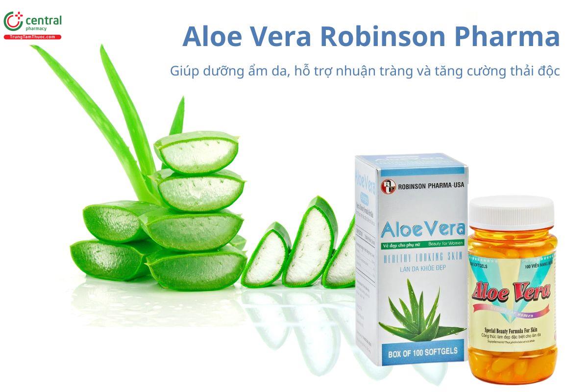 Aloe Vera Robinson Pharma hỗ trợ dưỡng ẩm da, nhuận tràng, thải độc