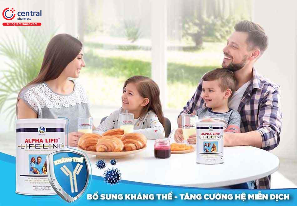 Sữa non Alpha Lipid Lifeline bảo vệ sức khỏe cho cả gia đình