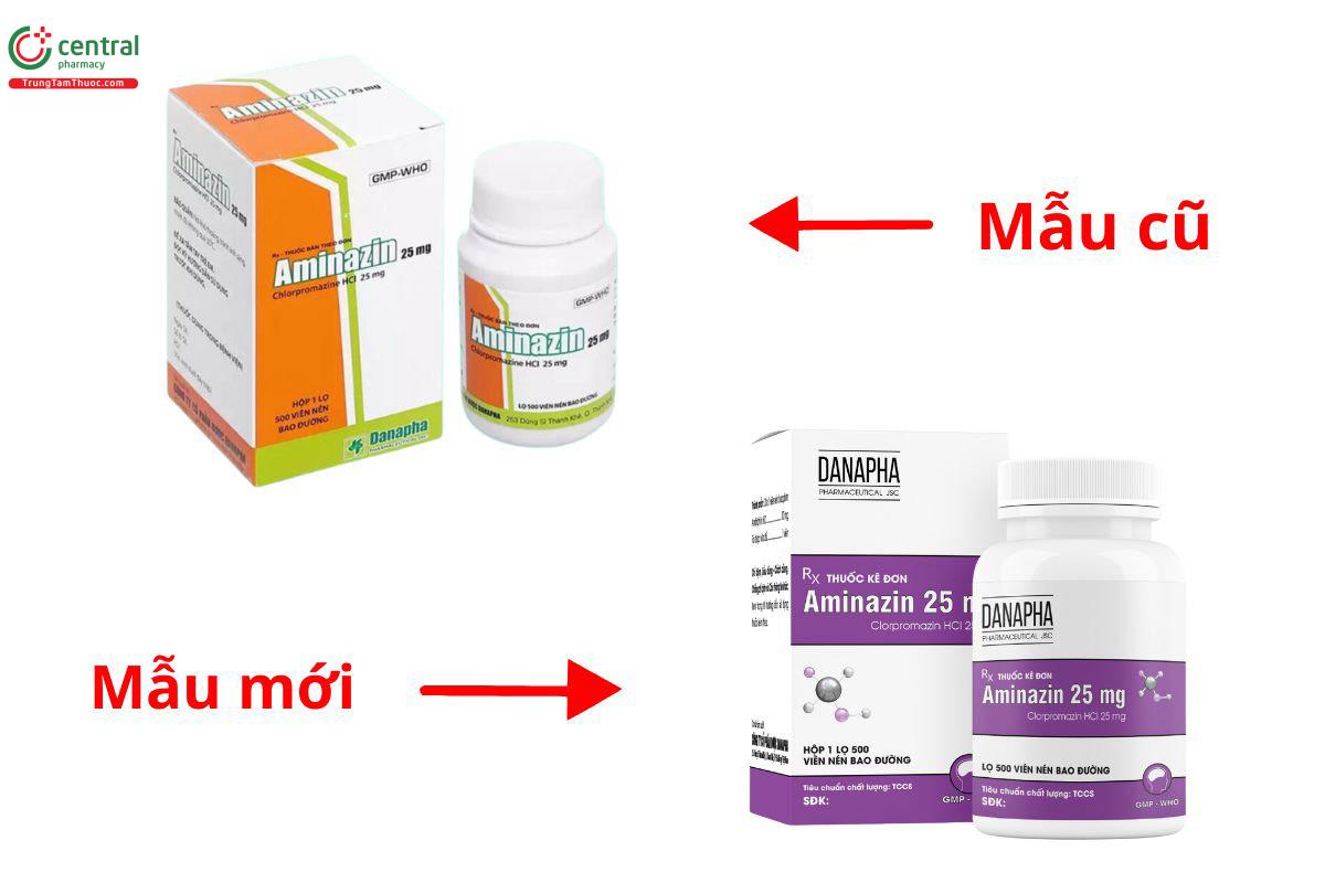 Thông báo thay đổi mẫu mã thuốc Aminazin 25mg Danapha