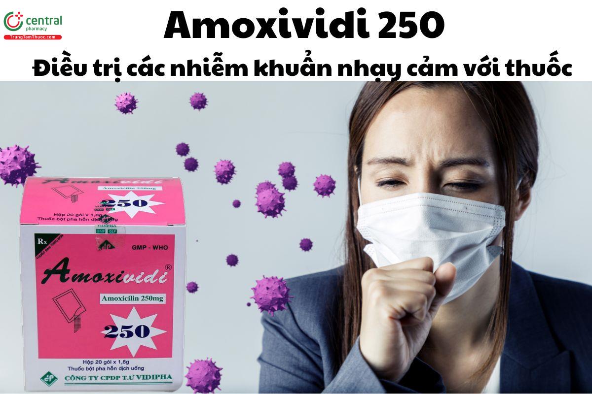 Thuốc Amoxividi 250 - Điều trị các nhiễm khuẩn nhạy cảm với thuốc