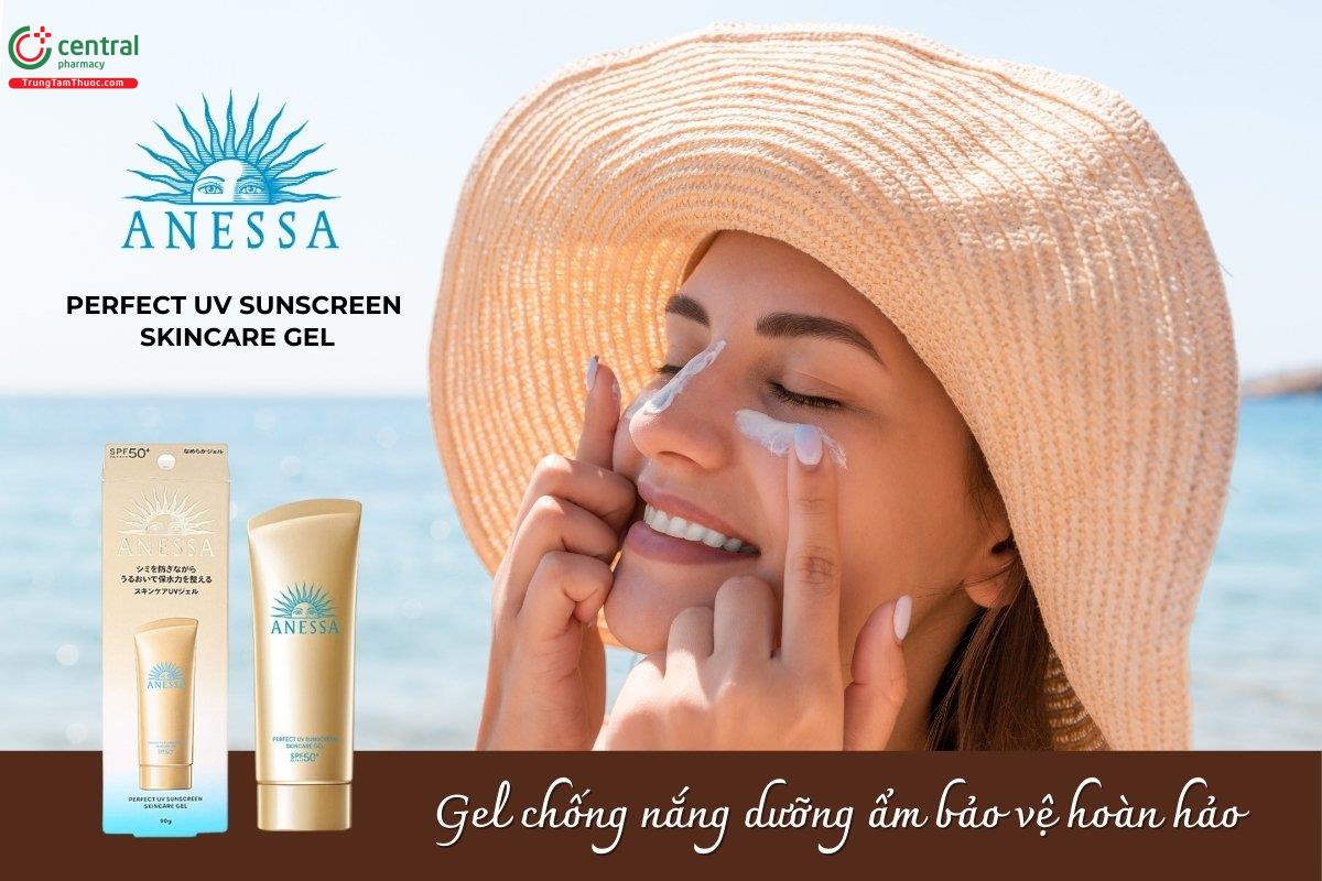 Gel chống nắng dưỡng ẩm bảo vệ hoàn hảo Anessa Perfect UV SunScreen Skincare Gel SPF50+/PA++++ ng dụng công nghệ Auto Veil độc quyền, giúp bảo vệ da trước các tác nhân môi trường.