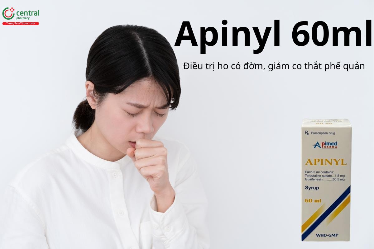 Thuốc Apinyl 60ml điều trị ho có đờm, giảm co thắt phế quản