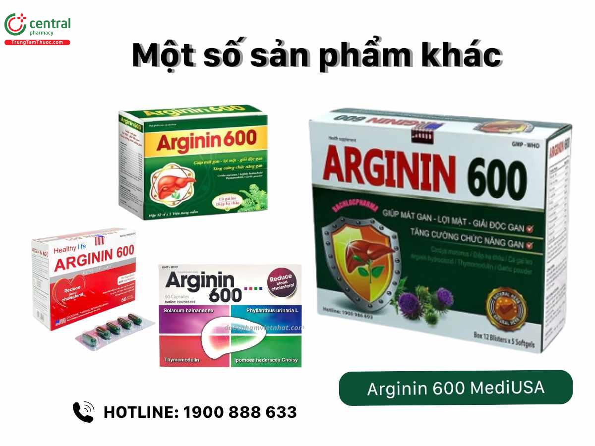 Một số dòng sản phẩm Arginin 600 khác