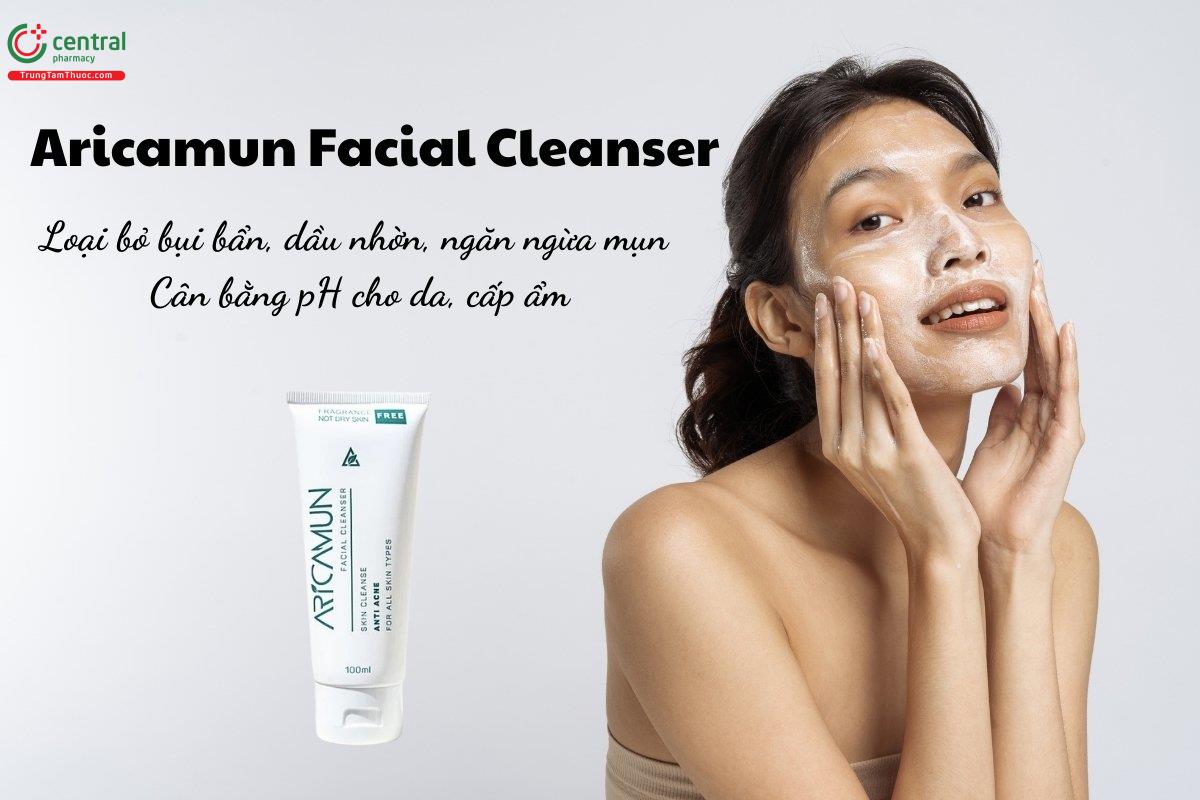 Sữa rửa mặt Aricamun Facial Cleanser giúp loại bỏ bụi bẩn, dầu nhờn tích tụ trên da, ngăn ngừa mụn, mang lại làn da sáng mịn, cân bằng pH cho da, cấp ẩm