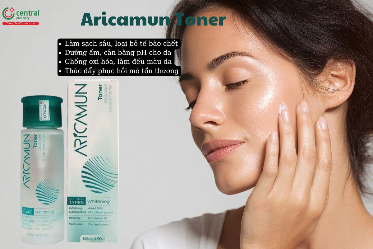 Aricamun Toner giúp cấp ẩm cho da, làm se khít lỗ chân lông, đều màu da,...
