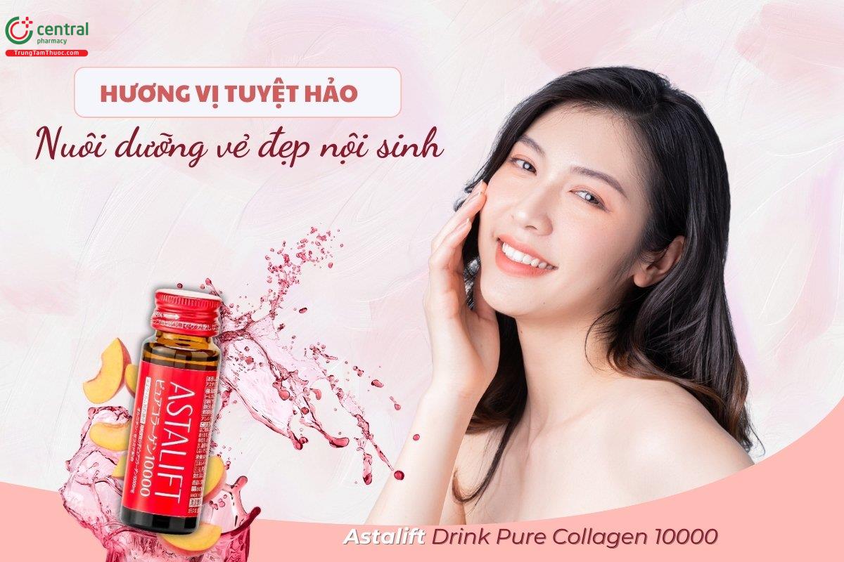 Nước uống Astalift Drink Pure Collagen 10000 giúp da trắng sáng, mịn màng