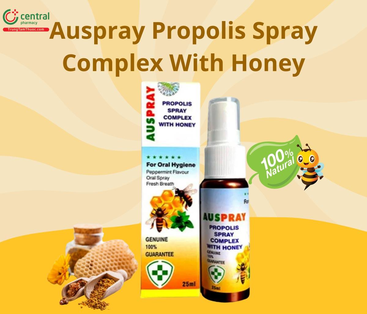 Auspray Propolis Spray Complex With Honey giảm đau họng