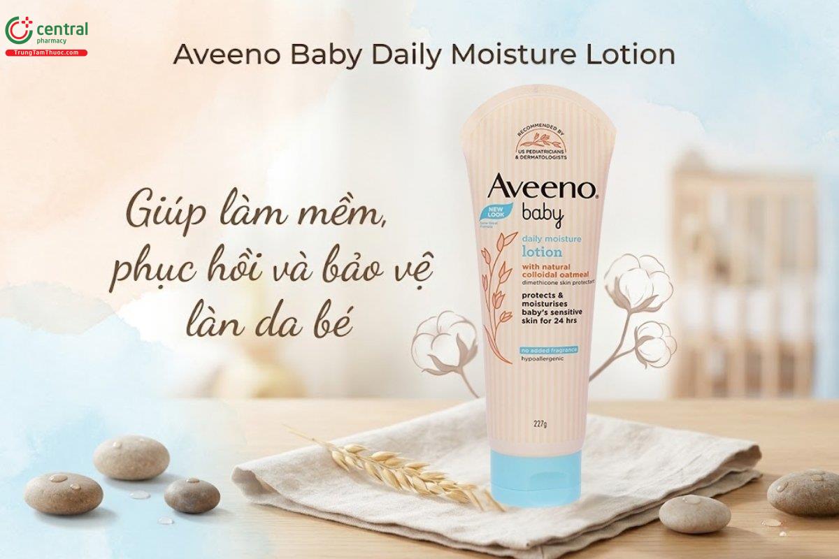 Sữa dưỡng thể hằng ngày Aveeno Baby duy trì độ ẩm cho da, giảm khô ráp