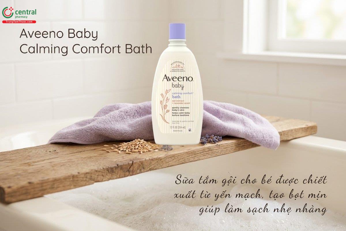 Sữa tắm gội Aveeno Baby Calming Comfort Bath làm sạch tóc và cơ thể cho bé