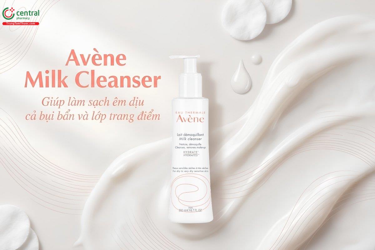 Sữa rửa mặt Avène Milk Cleanser làm sạch bụi bẩn, bã nhờn, lớp trang điểm