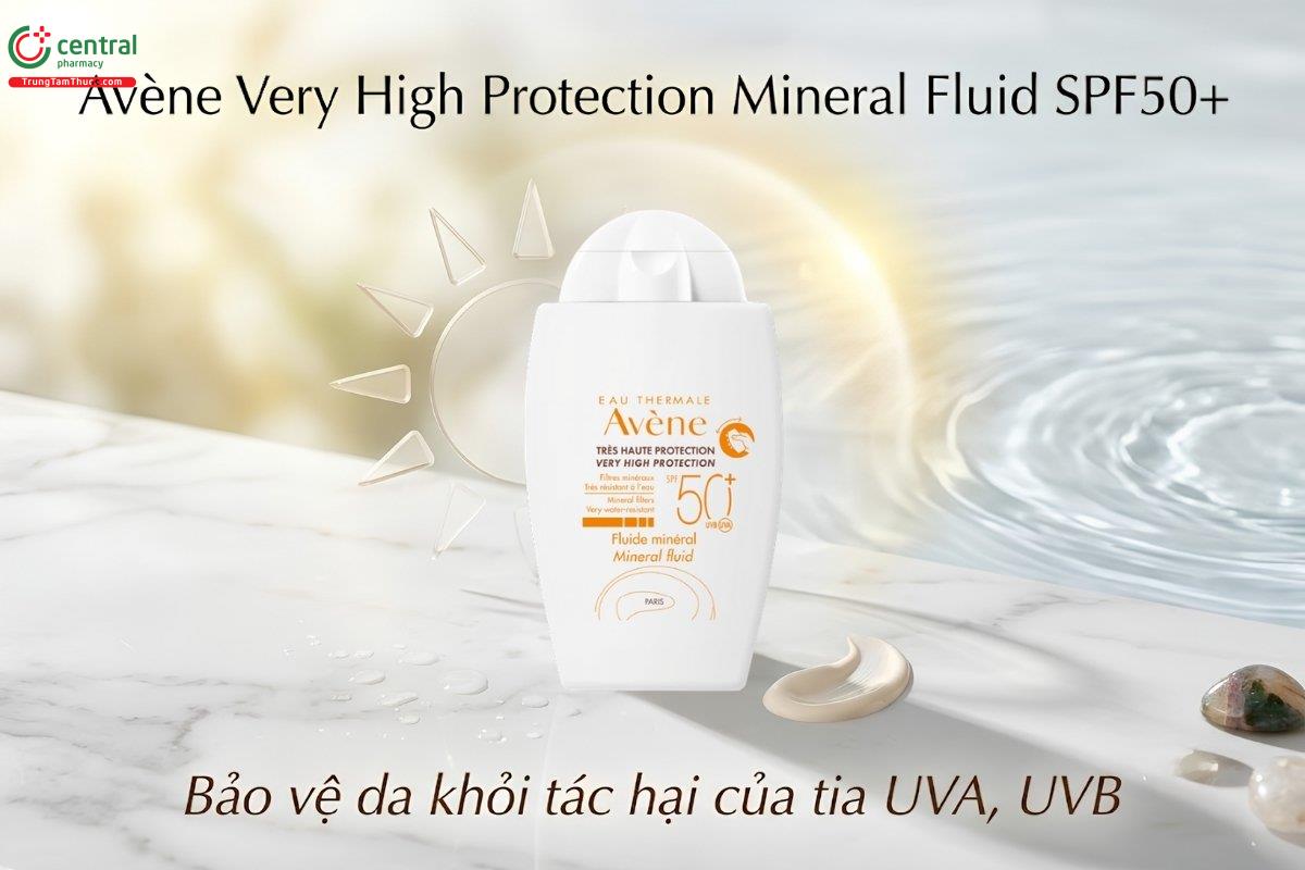 Kem chống nắng Avène Very High Protection Mineral Fluid SPF50+ bảo vệ da