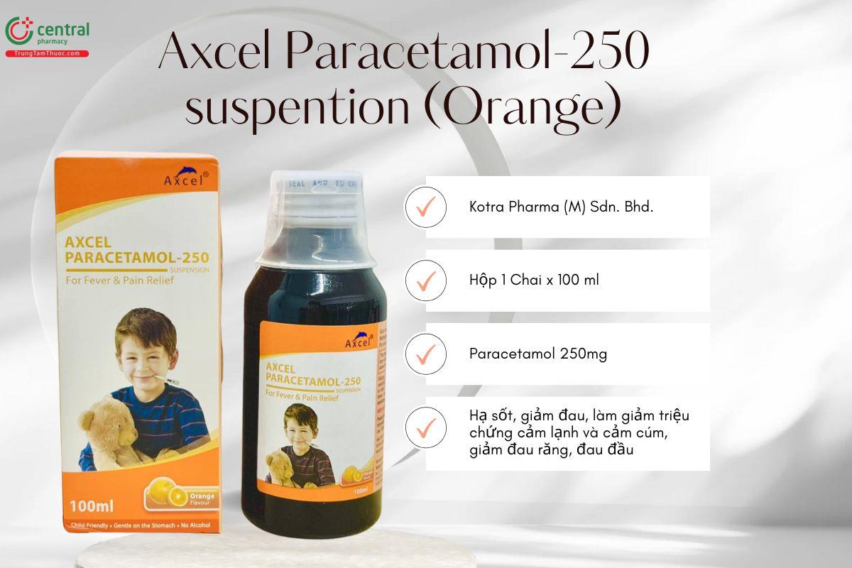 Axcel Paracetamol-250 suspention (Orange) hạ sốt, giảm đau