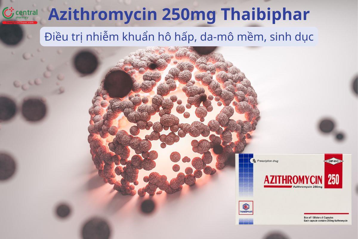 Azithromycin 250mg Thaibiphar điều trị nhiễm khuẩn hô hấp, da, sinh dục