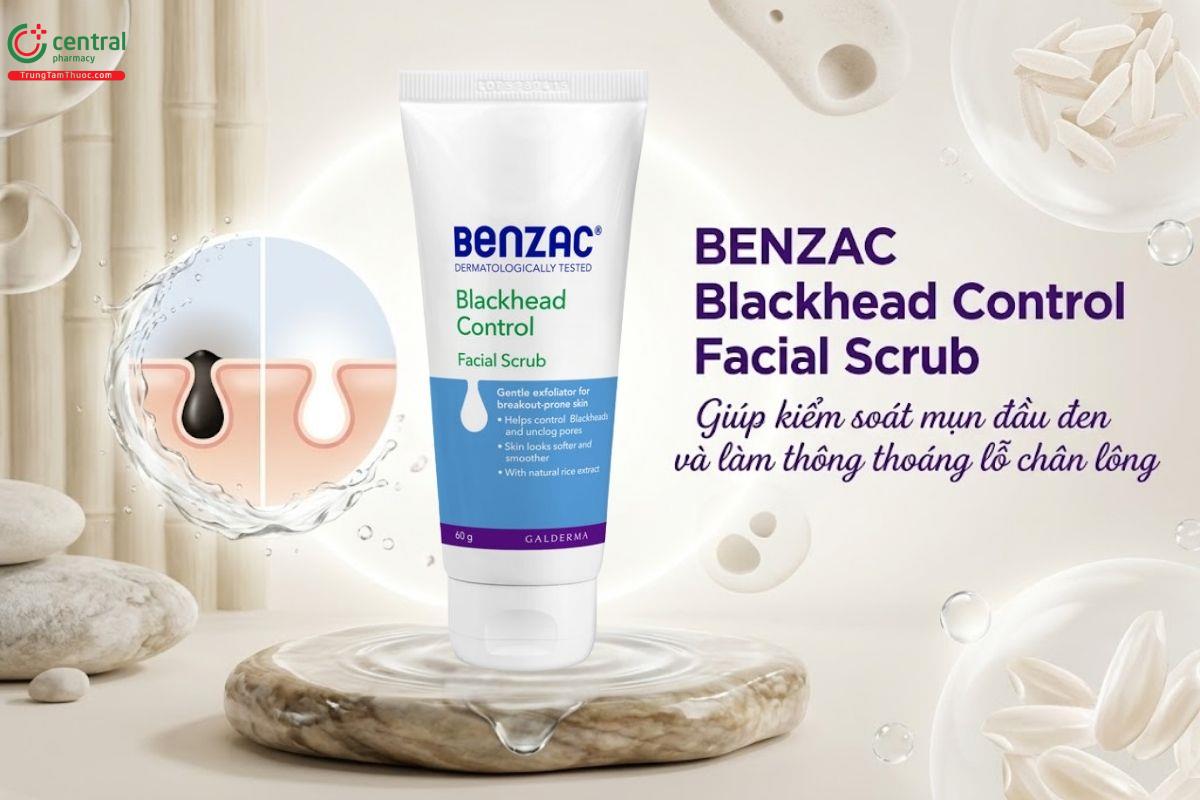 BENZAC Blackhead Control Facial Scrub giảm mụn đầu đen, làm thông thoáng da