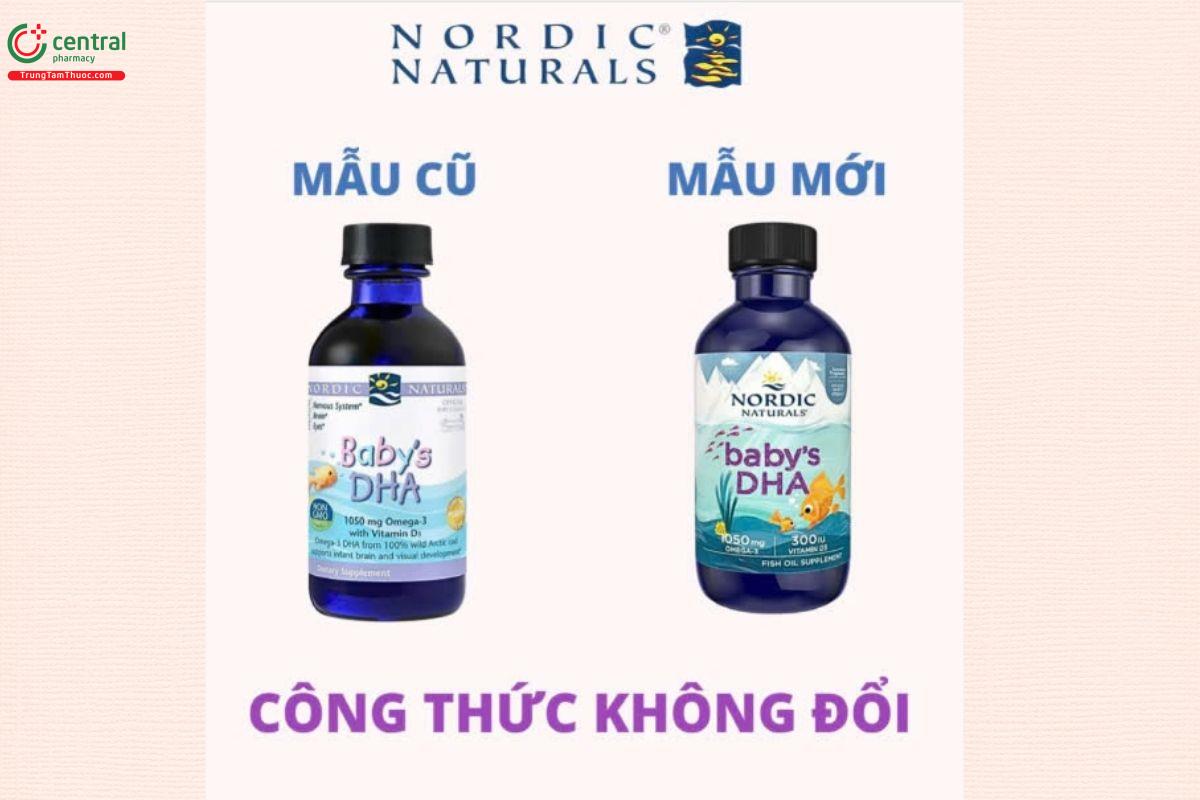 Sự thay đổi mẫu mã của sản phẩm Baby’s DHA Omega-3 With Vitamin D3 Nordic Naturals 60ml từ cũ sang mới