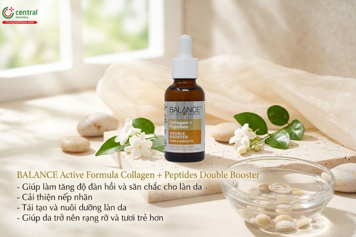 Serum Balance Active Formula Collagen + Peptides Double Booster làm mờ nhăn