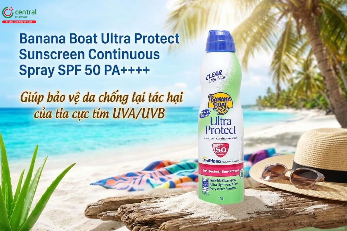 Xịt chống nắng Banana Boat Ultra Protect SPF 50 PA++++ bảo vệ da hiệu quả
