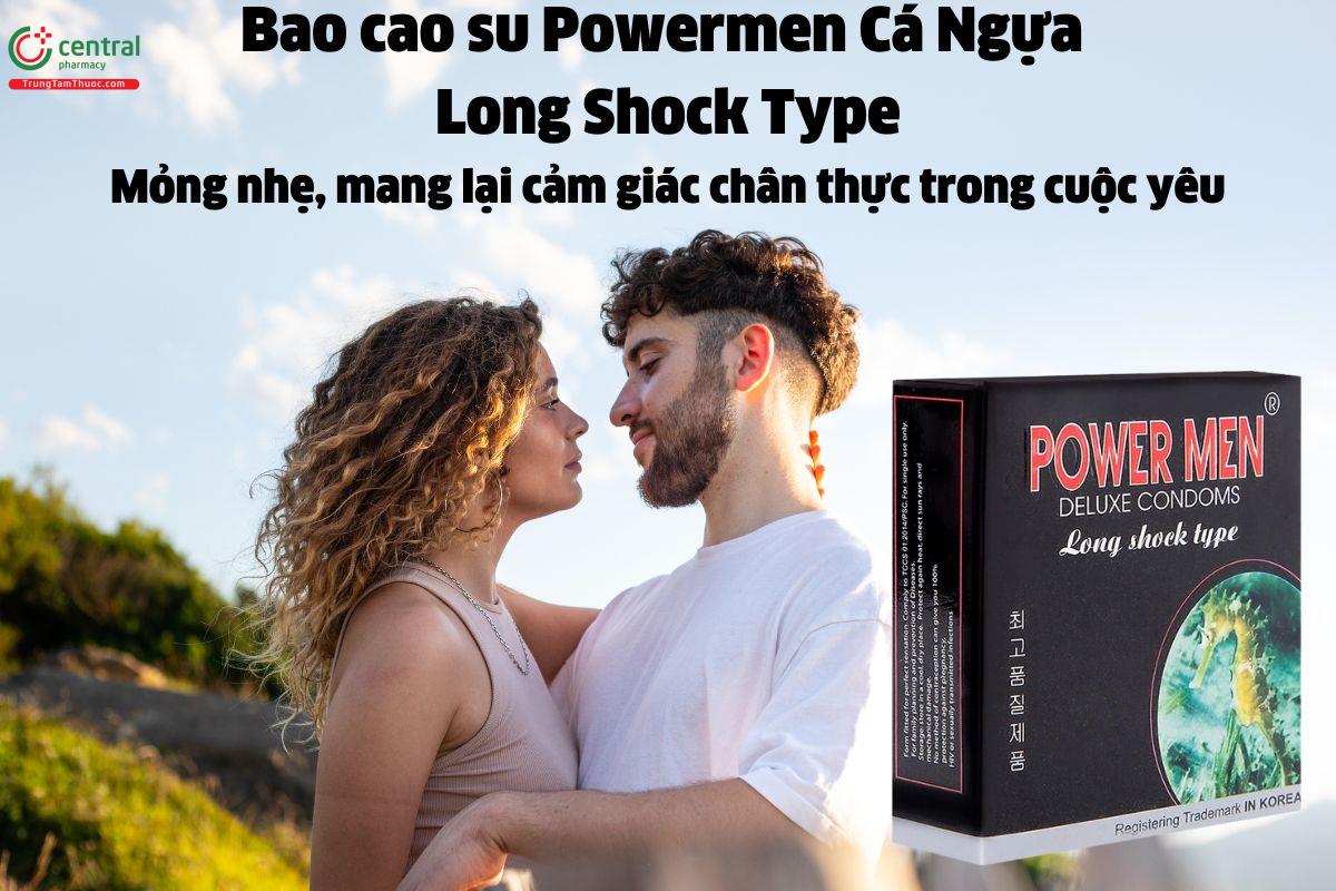 Bao cao su Power Men Cá Ngựa Long Shock Type (Hộp 3 cái) an toàn trong cuộc yêu