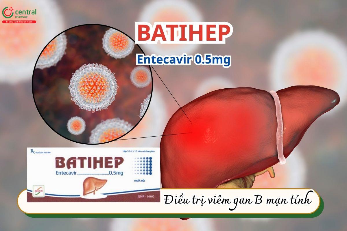 Thuốc Batihep 0.5mg điều trị viêm gan B mạn tính ở người lớn và trẻ từ 16 tuổi trở lên