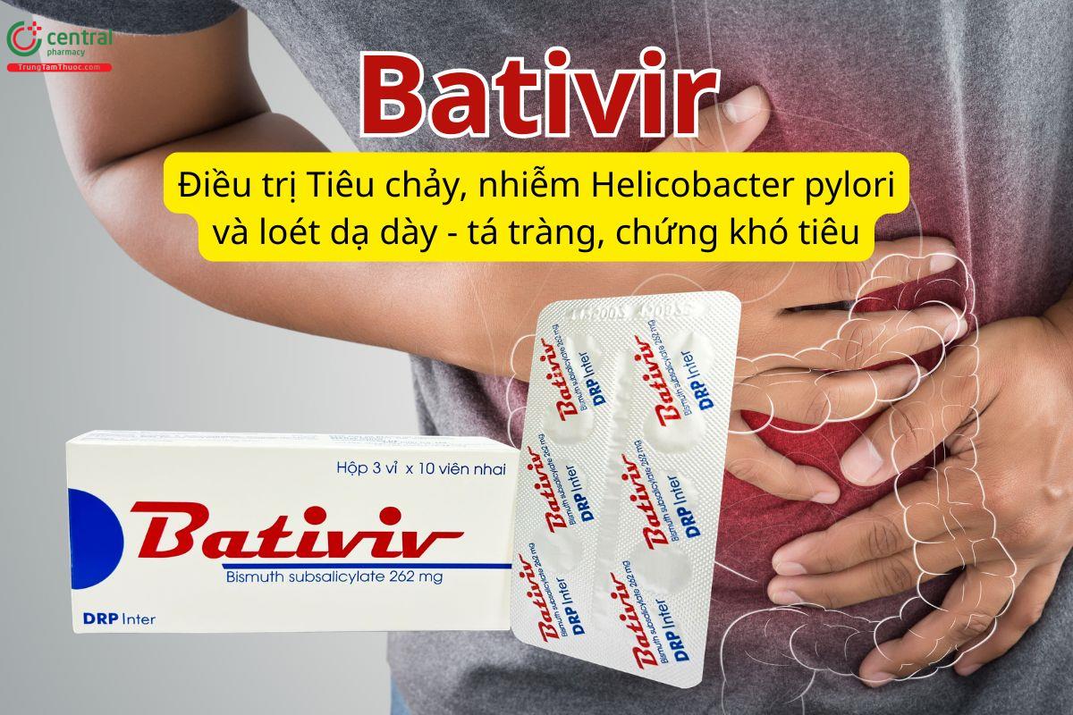 Bativiv 262mg điều trị tiêu chảy, nhiễm Helicobacter Pylori, khó tiêu