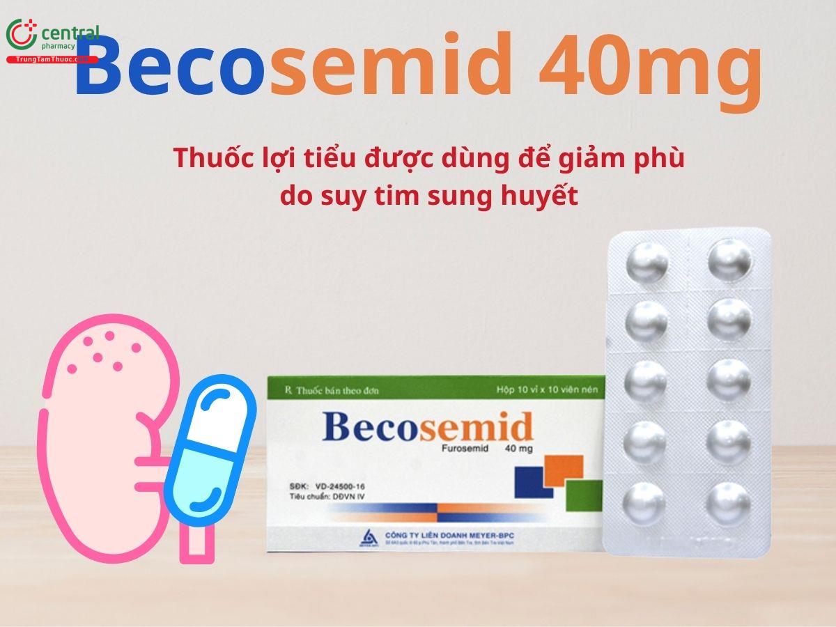 Becosemid 40mg là thuốc lợi tiểu hỗ trợ giảm phù do suy tim