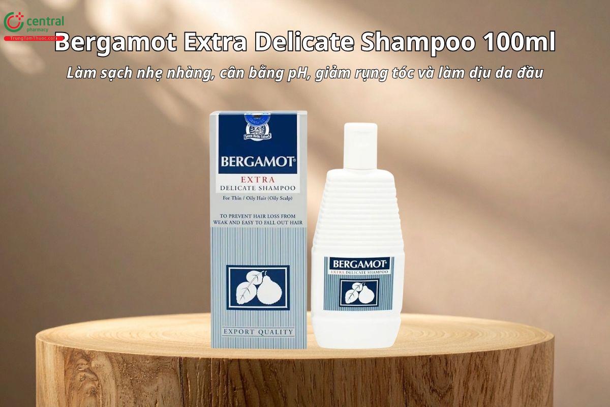 Bergamot Extra Delicate Shampoo 100ml giúp làm sạch nhẹ nhàng, cân bằng pH, giảm rụng tóc và làm dịu da đầu