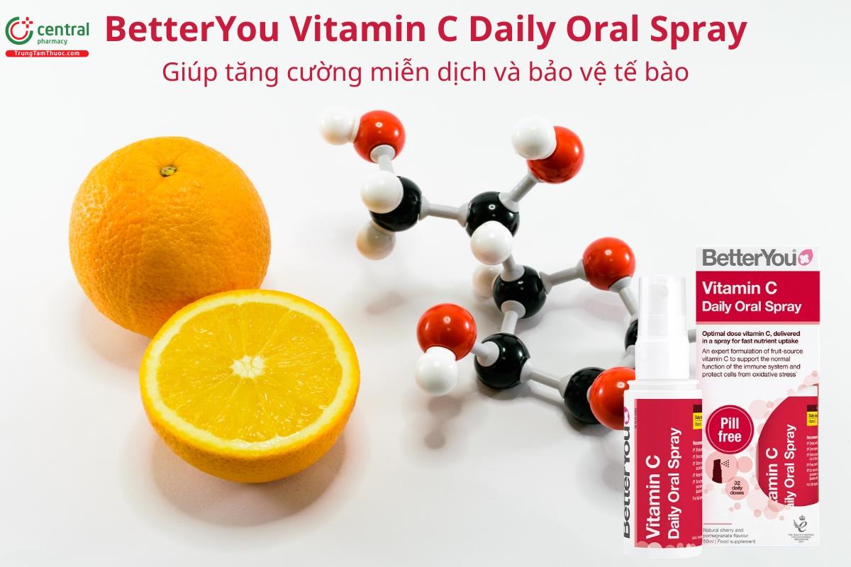 BetterYou Vitamin C Daily Oral Spray hỗ trợ miễn dịch, bảo vệ tế bào