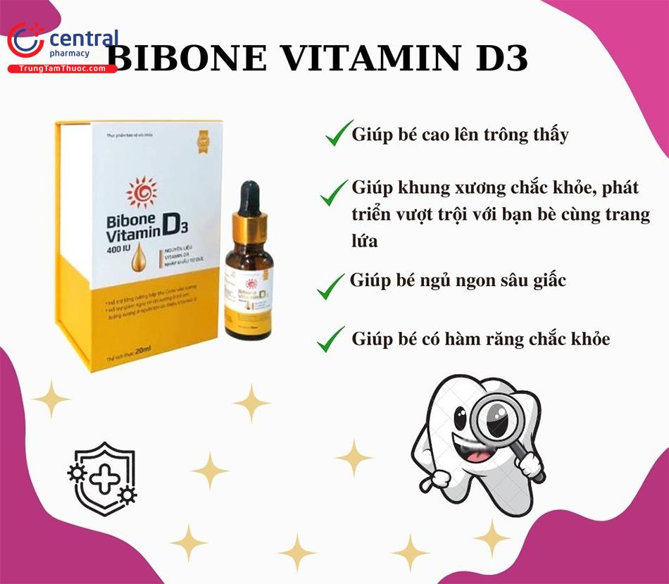 Tác dụng vượt trội của Bibone Vitamin D3 400IU