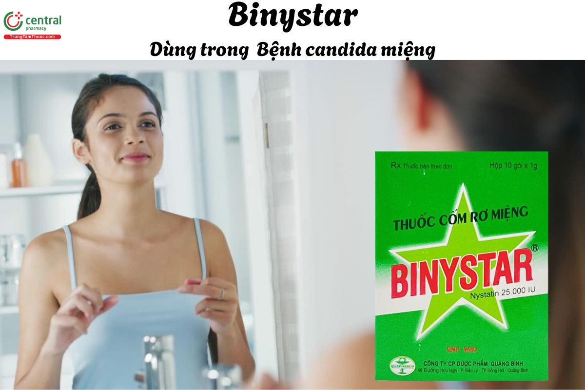 Thuốc Binystar - Điều trị viêm miệng, teo nhú lưỡi do nấm Candida