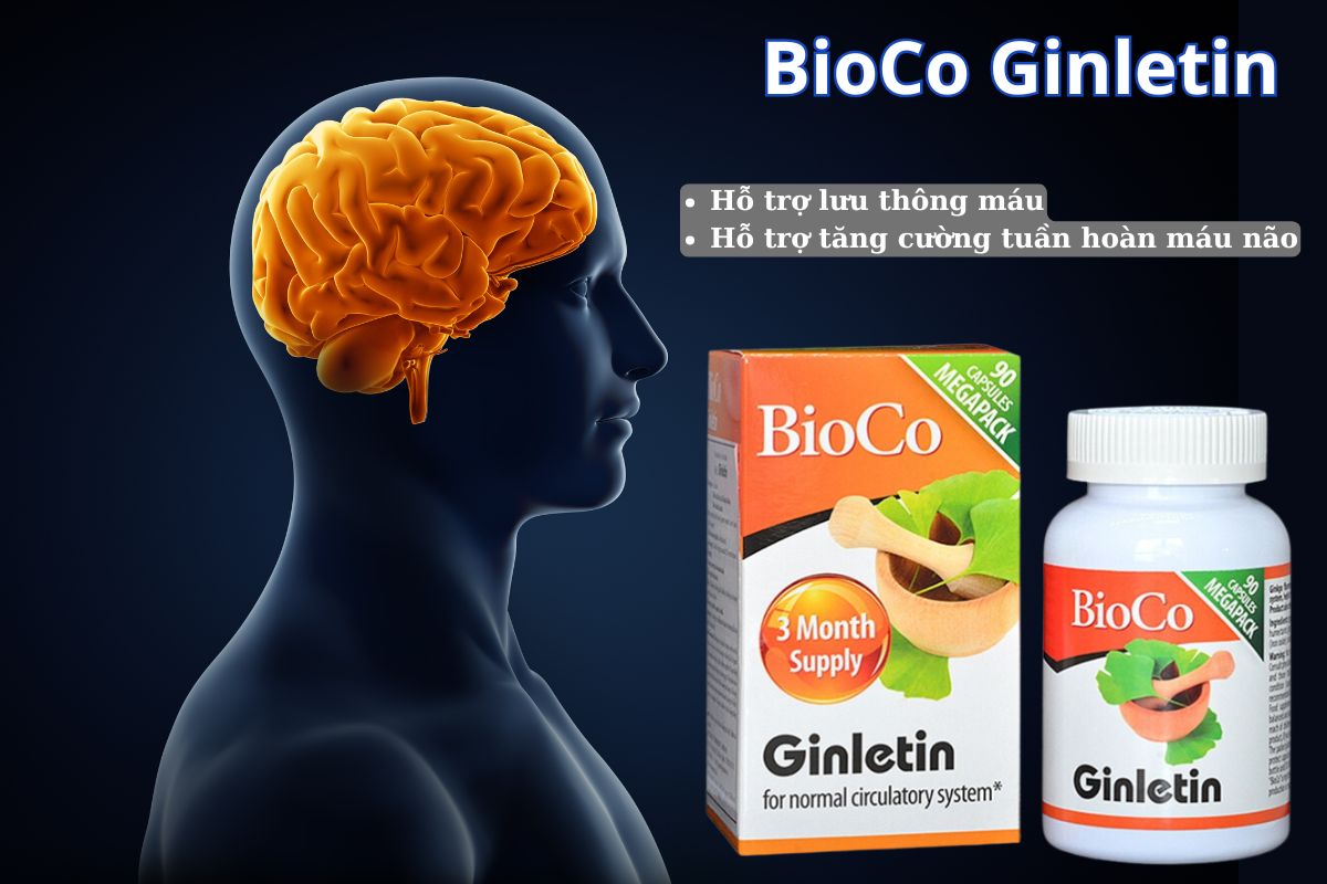 Viên uống BioCo Ginletin giúp tăng cường lưu thông máu não