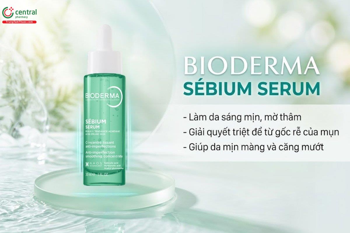 Bioderma Sébium Serum làm da sáng hơn, giảm thâm sạm, kiểm soát mụn