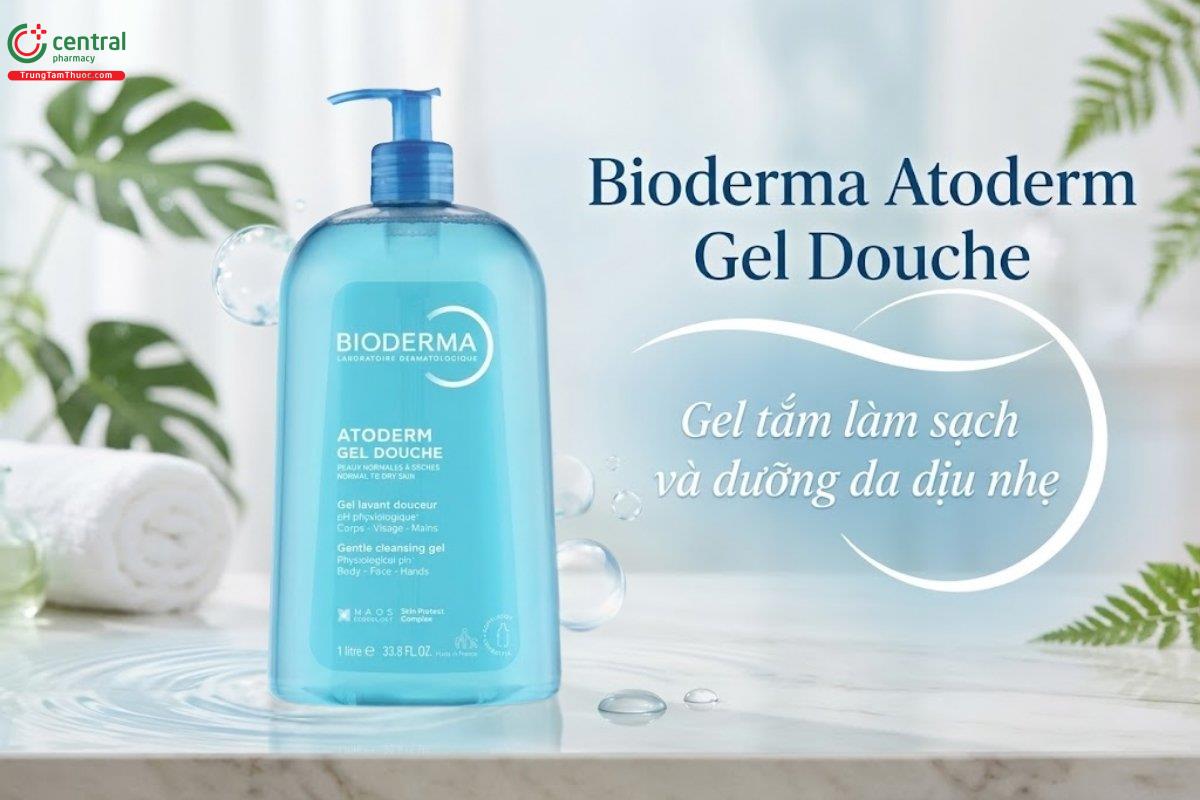 Gel tắm Bioderma Atoderm Gel Douche làm sạch, dịu da và bảo vệ da
